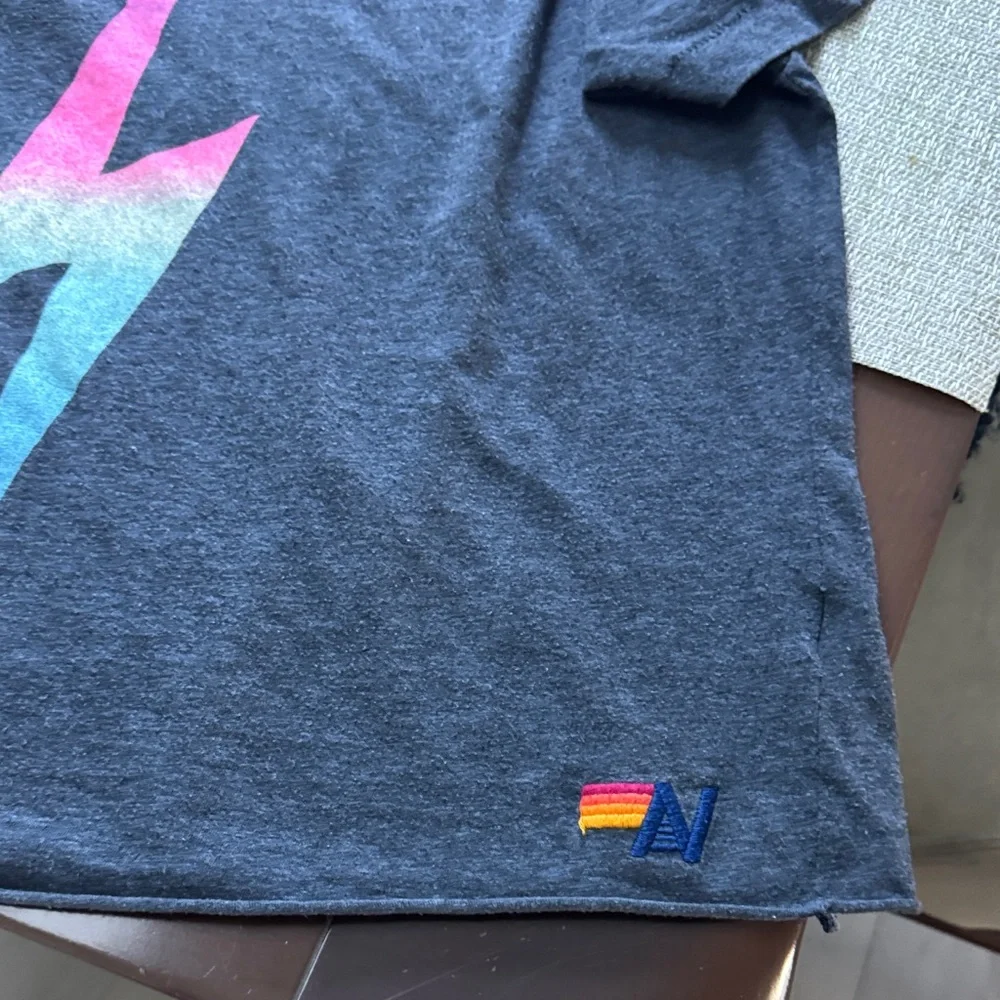 Aviator Nation Kids Tee - Charcoal with Multicolor Lightning - Picture 4 of 7